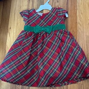 Festive Plaid Dress with Green Bow